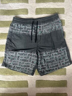 Cotton On Dark Gray & Teal Patterned Men's Swim Board Shorts